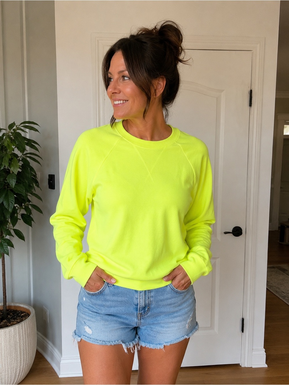 Zenana Outfitters Neon Lime Crewneck Sweatshirt